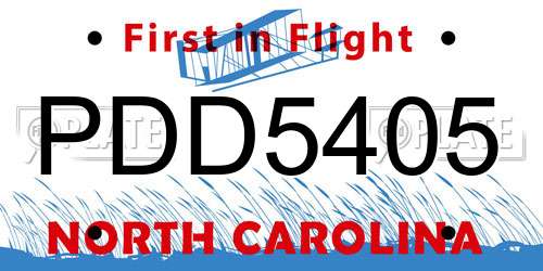 PDD5405 North Carolina License Plate