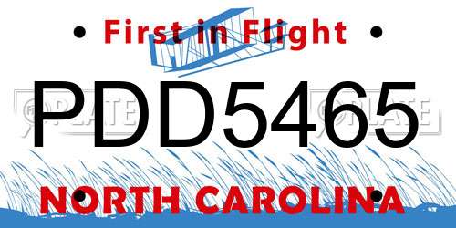 PDD5465 North Carolina License Plate