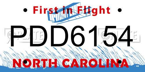 PDD6154 North Carolina License Plate