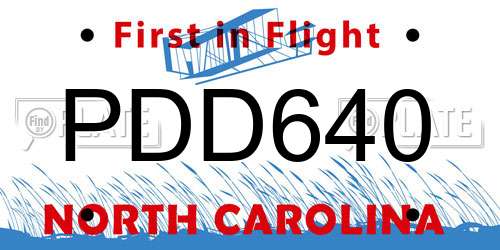PDD640 North Carolina License Plate