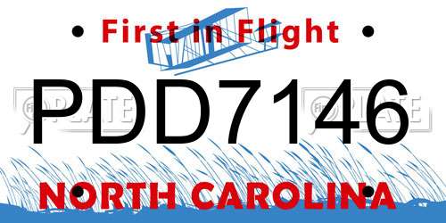 PDD7146 North Carolina License Plate