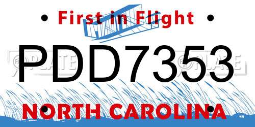 PDD7353 North Carolina License Plate