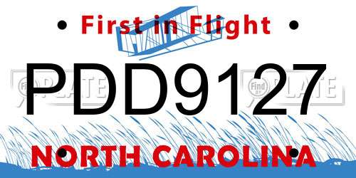 PDD9127 North Carolina License Plate