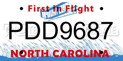 PDD9687 North Carolina License Plate