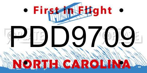 PDD9709 North Carolina License Plate