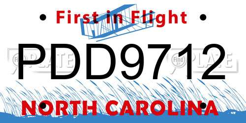 PDD9712 North Carolina License Plate