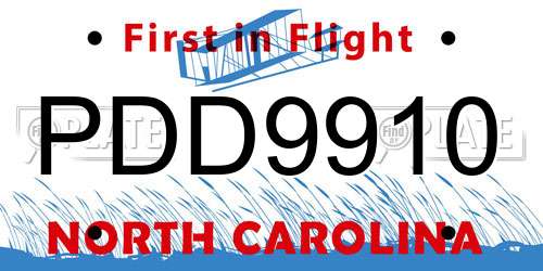 PDD9910 North Carolina License Plate