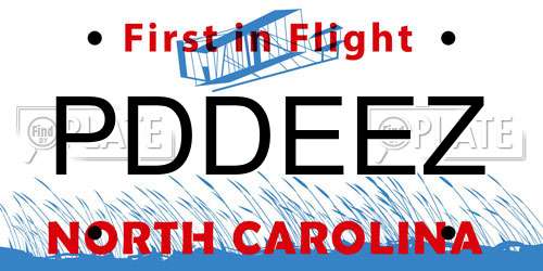 PDDEEZ North Carolina License Plate