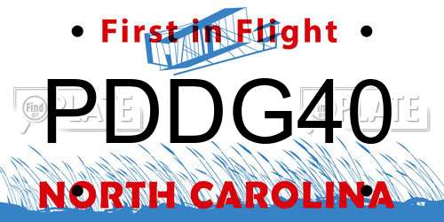 PDDG40 North Carolina License Plate
