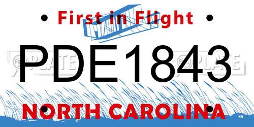 PDE1843 North Carolina License Plate