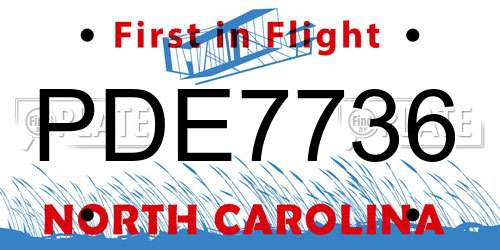 PDE7736 North Carolina License Plate