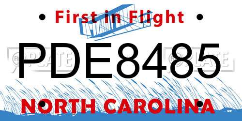 PDE8485 North Carolina License Plate