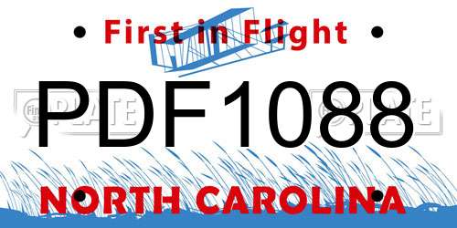 PDF1088 North Carolina License Plate