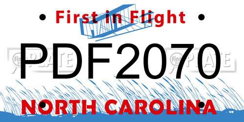 PDF2070 North Carolina License Plate
