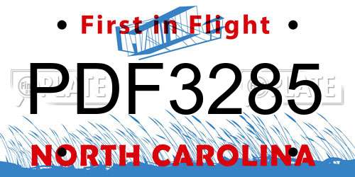 PDF3285 North Carolina License Plate