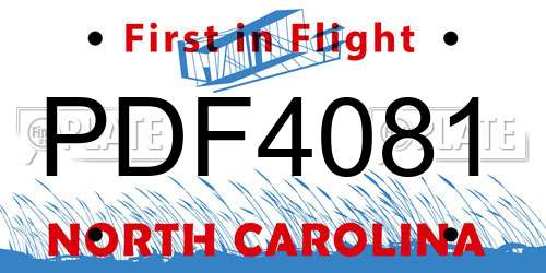 PDF4081 North Carolina License Plate