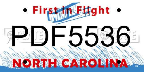 PDF5536 North Carolina License Plate