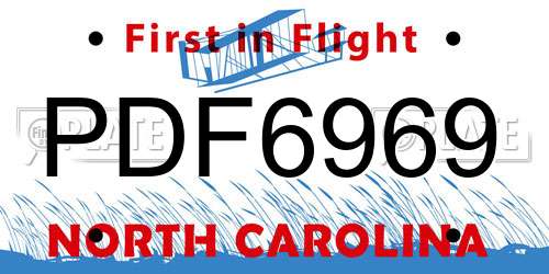 PDF6969 North Carolina License Plate