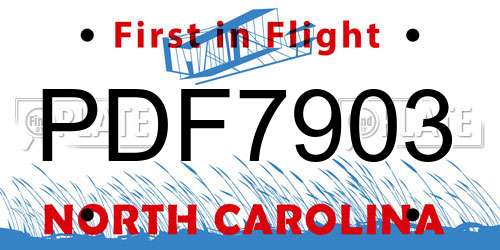 PDF7903 North Carolina License Plate