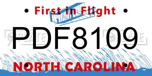 PDF8109 North Carolina License Plate