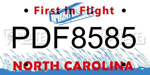 PDF8585 North Carolina License Plate