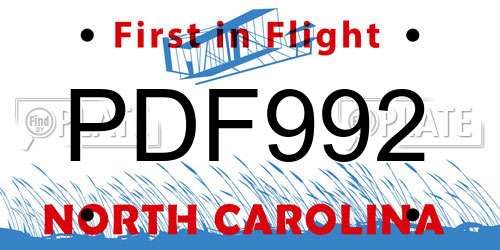 PDF992 North Carolina License Plate