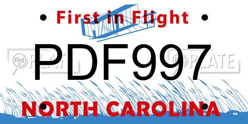 PDF997 North Carolina License Plate