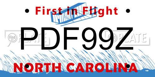 PDF99Z North Carolina License Plate