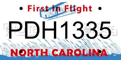 PDH1335 North Carolina License Plate