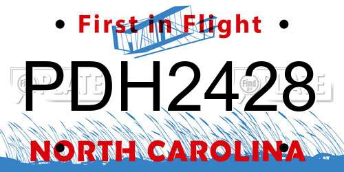 PDH2428 North Carolina License Plate