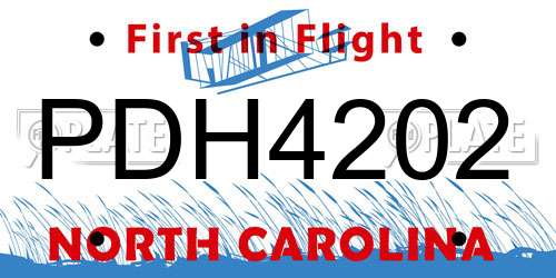 PDH4202 North Carolina License Plate