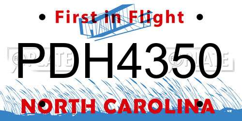 PDH4350 North Carolina License Plate