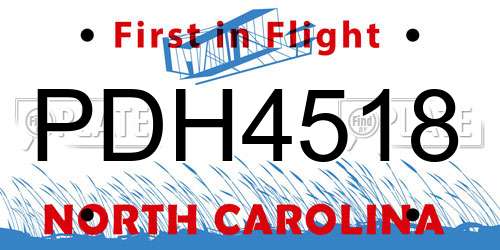 PDH4518 North Carolina License Plate