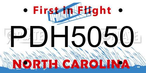 PDH5050 North Carolina License Plate