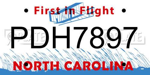 PDH7897 North Carolina License Plate