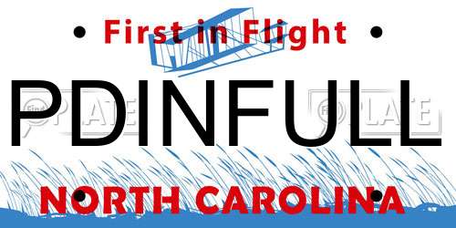 PDINFULL North Carolina License Plate