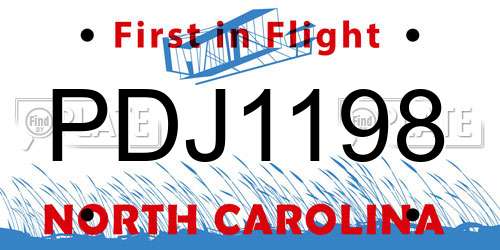 PDJ1198 North Carolina License Plate