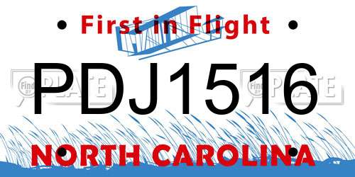 PDJ1516 North Carolina License Plate