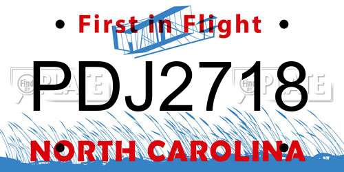 PDJ2718 North Carolina License Plate