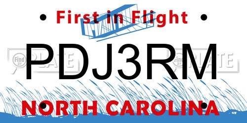 PDJ3RM North Carolina License Plate