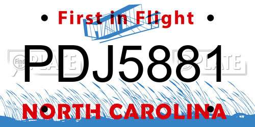 PDJ5881 North Carolina License Plate