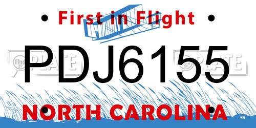 PDJ6155 North Carolina License Plate