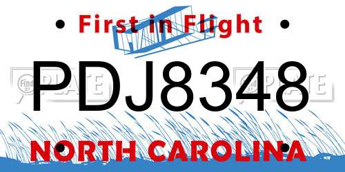 PDJ8348 North Carolina License Plate