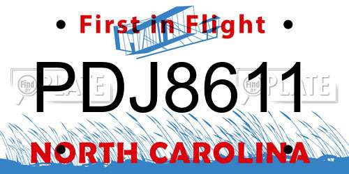 PDJ8611 North Carolina License Plate