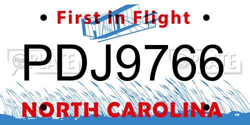PDJ9766 North Carolina License Plate