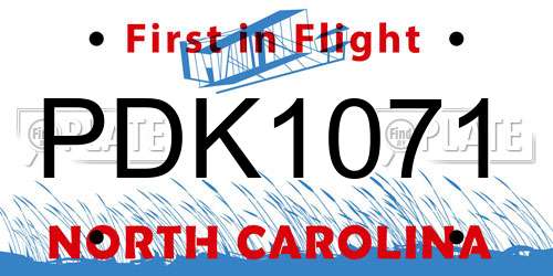 PDK1071 North Carolina License Plate
