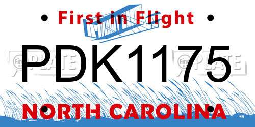 PDK1175 North Carolina License Plate
