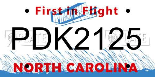 PDK2125 North Carolina License Plate