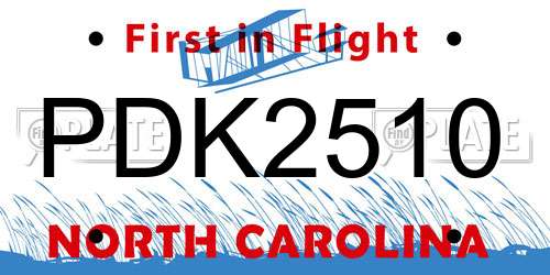 PDK2510 North Carolina License Plate