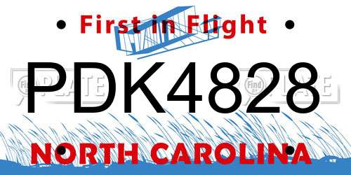 PDK4828 North Carolina License Plate